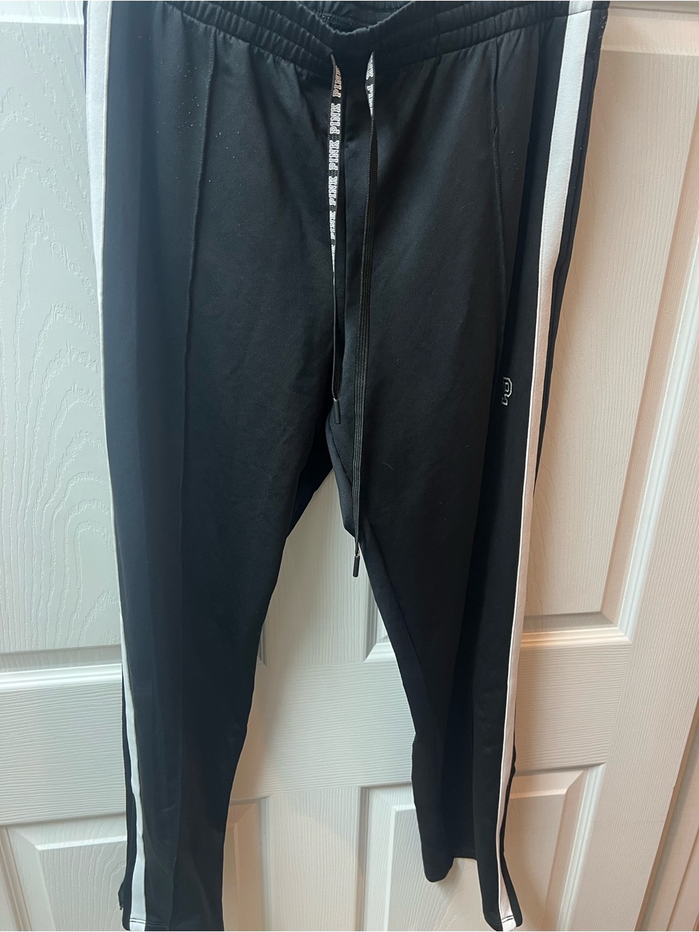 Women’s PINK Black Athletic Track Pants with White Side Stripes